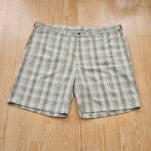 Men's Haggar Big & Tall Flat Front Golf Shorts - Stone & Tan Plaid - 44 - Used